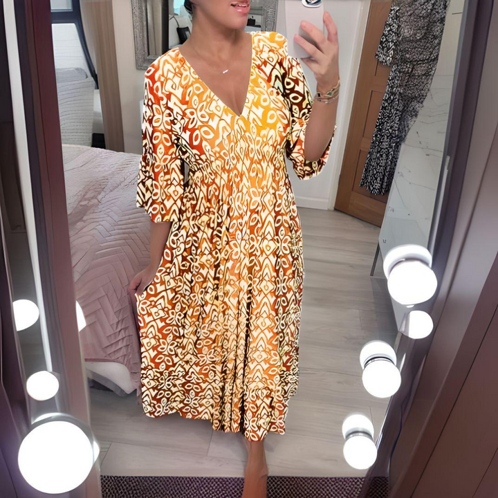 Lilla | Mintás boho ruha